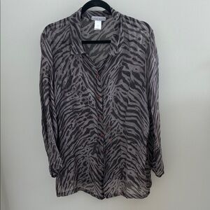 Anne Klein Zebra Print Button Down